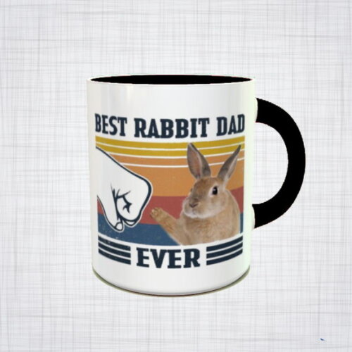 Caneca Porcelana best rabbit dad ever coelho