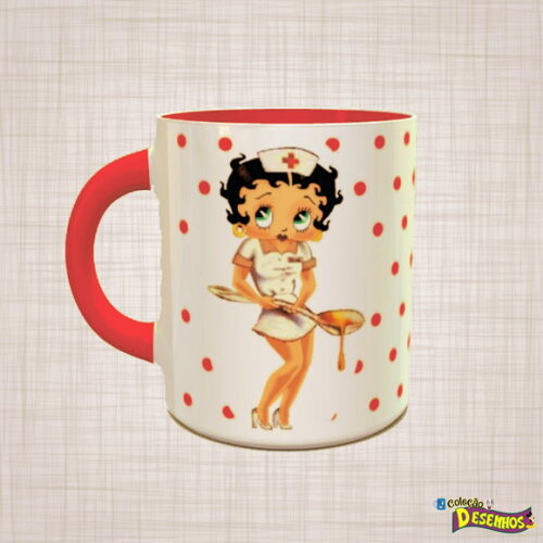 Caneca Porcelana Betty Boop enfermeira