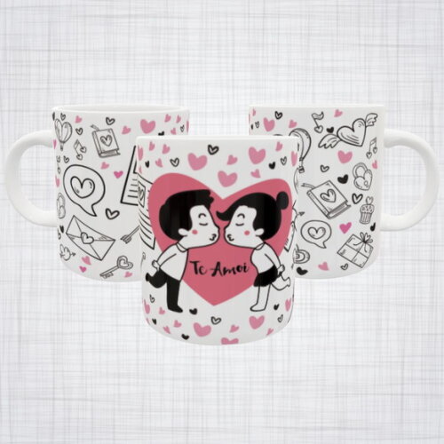 Caneca Porcelana Casal Apaixonado