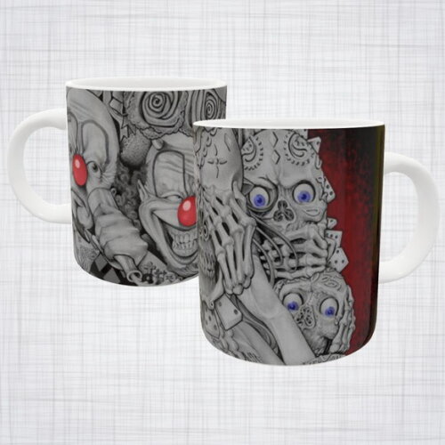 Caneca Porcelana chavoso Palhaço Ticano caveira mexicana