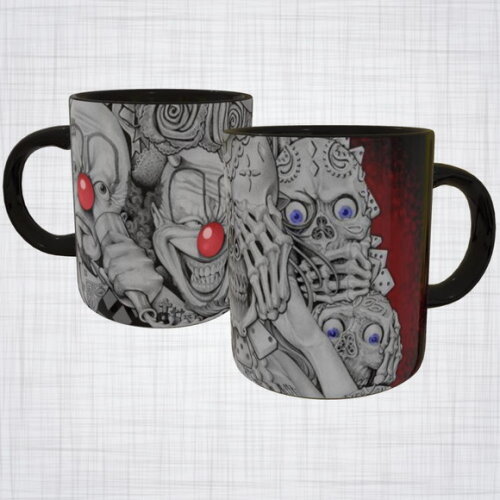 Caneca Porcelana chavoso Palhaço Ticano caveira mexicana