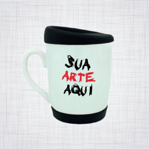 caneca porcelana com tampa de silicone personalizada 325 ml