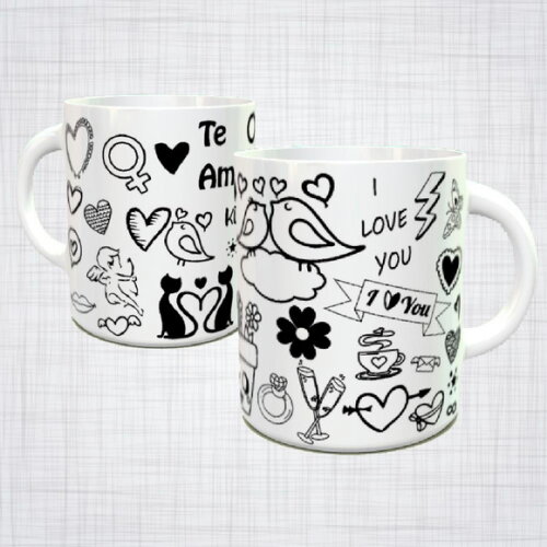 CANECA PORCELANA DESENHO DIA DOS NAMORADOS