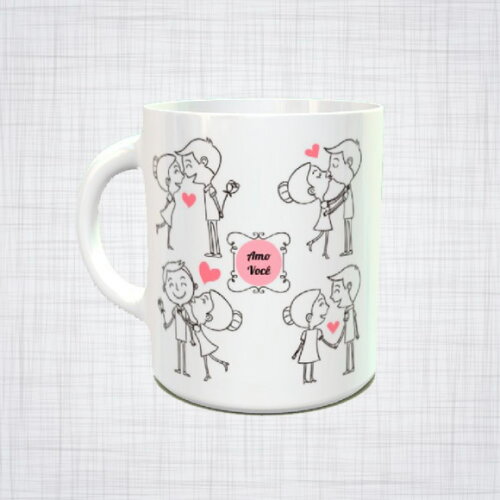 CANECA PORCELANA DESENHO CASAL APAIXONADO