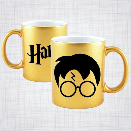 Caneca Porcelana Dourada Harry Potter