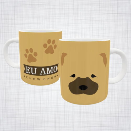 Caneca Porcelana Eu amo Chow Chow