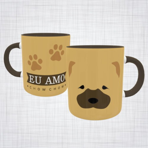 Caneca Porcelana Eu amo Chow Chow