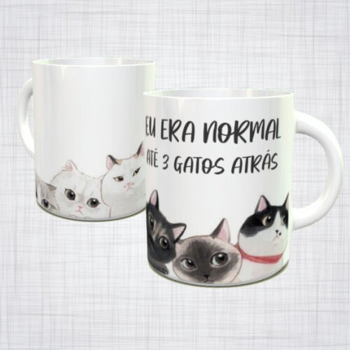Caneca Porcelana gatinhos eu era normal até 3 gatos atrás
