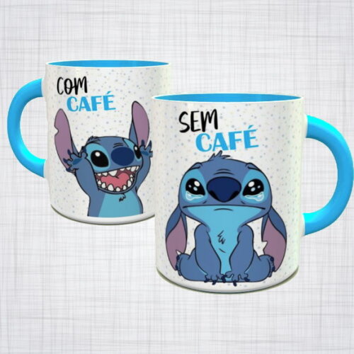 Caneca Porcelana lilo e stitch sem café com café arte 2
