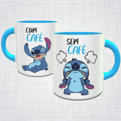 Caneca Porcelana lilo e stitch sem café com café