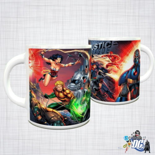 Caneca Porcelana Liga da justiça DC branca