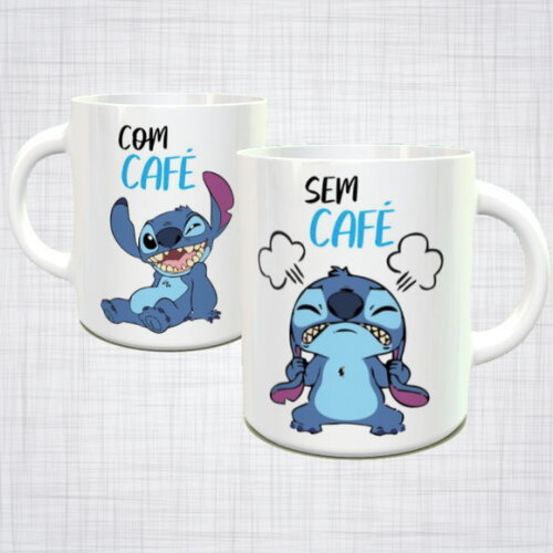 Caneca Porcelana lilo e stitch sem café com café