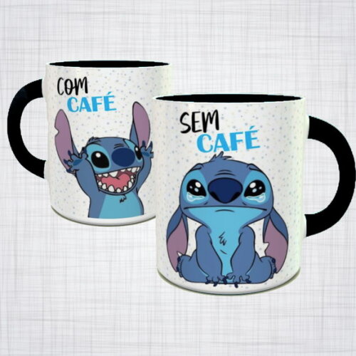 Caneca Porcelana lilo e stitch sem café com café arte 2