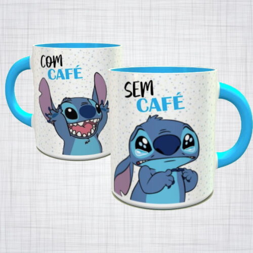 Caneca Porcelana lilo e stitch sem café com café arte 3