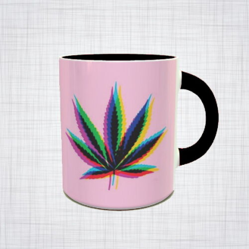 Caneca Porcelana Maconha Cannabis psicodélica Diversas Cores
