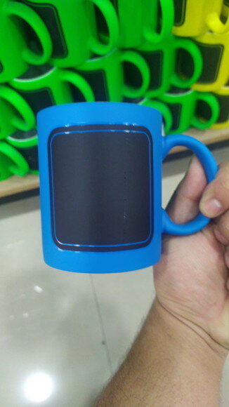 Caneca Porcelana Lousa colorida c/ 5 giz
