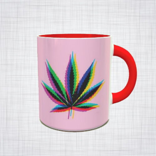 Caneca Porcelana Maconha Cannabis psicodélica Diversas Cores