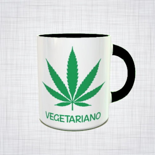 Caneca Porcelana Maconha Cannabis vegetariano Diversas Cores