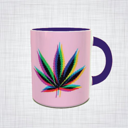 Caneca Porcelana Maconha Cannabis psicodélica Diversas Cores