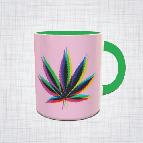 Caneca Porcelana Maconha Cannabis psicodélica Diversas Cores