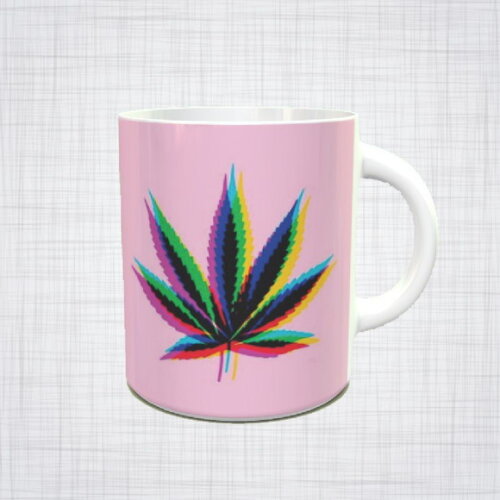 Caneca Porcelana Maconha Cannabis psicodélica Diversas Cores