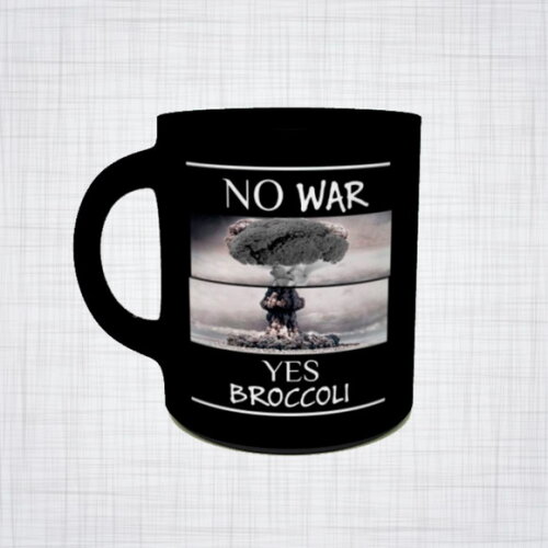 Caneca Porcelana no war yes broccoli nao guerra sim brocolis