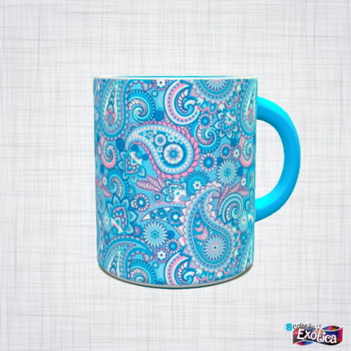 Caneca porcelana Paisley colorida