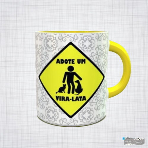 Caneca Porcelana pet adote um vira lata