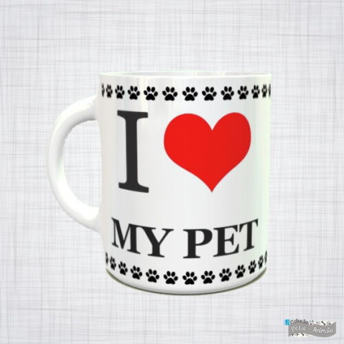 Caneca Porcelana pet i love my pet eu amo meu pet