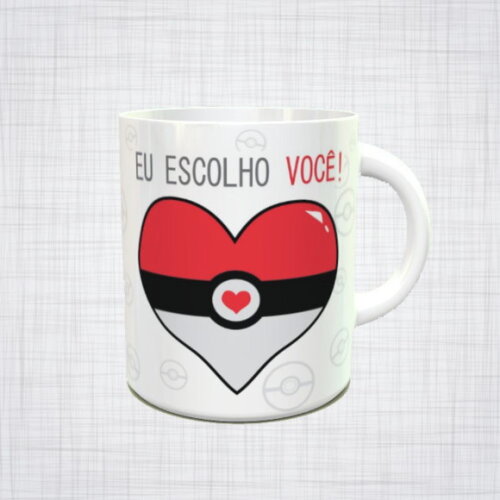 caneca porcelana Pokémon dia dos namorados eu escolho você