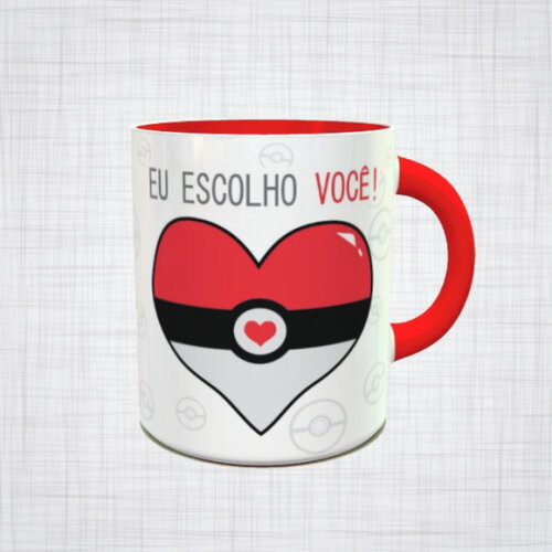 caneca porcelana Pokémon dia dos namorados eu escolho você