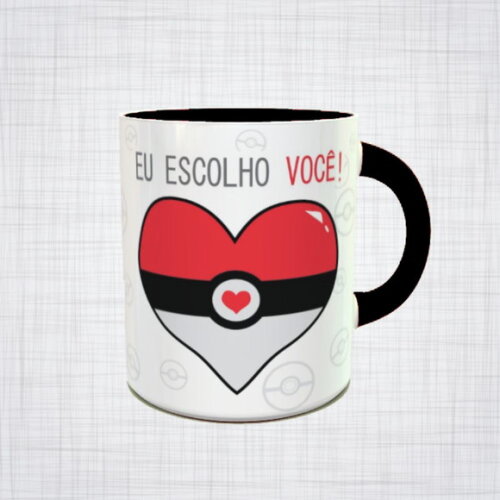 caneca porcelana Pokémon dia dos namorados eu escolho você