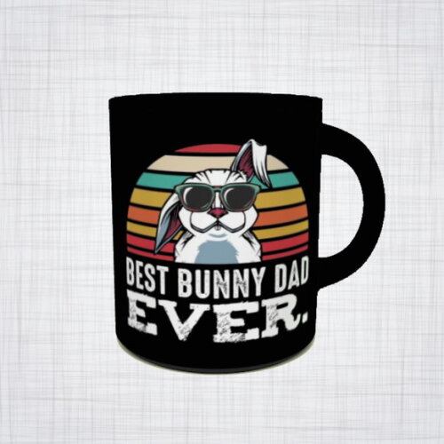 Caneca Porcelana preta best bunny dad ever coelho