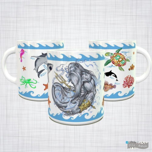 Caneca Porcelana Poseidon Fundo Do Mar