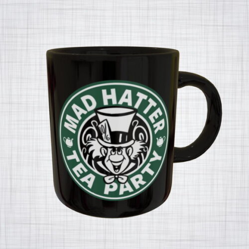 Caneca Porcelana preta Chapeleiro Maluco Disney Starbucks
