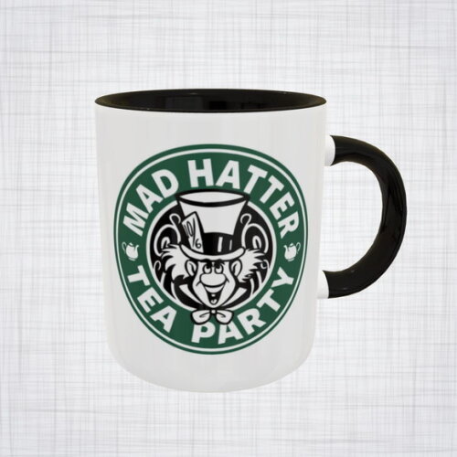 Caneca Porcelana preta Chapeleiro Maluco Disney Starbucks