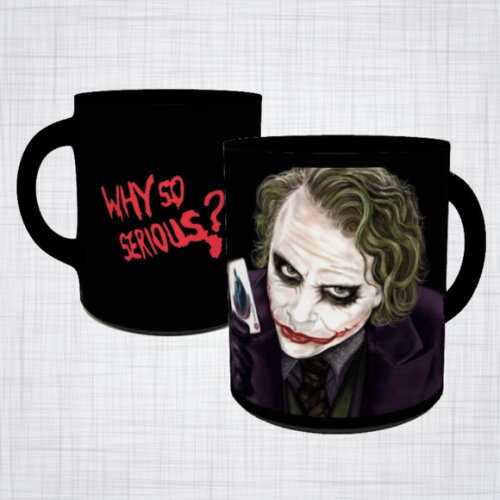 Caneca Porcelana preta Coringa why so serious DC