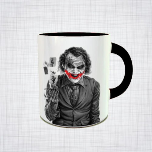 Caneca Porcelana preta Coringa cavaleiro das trevas DC