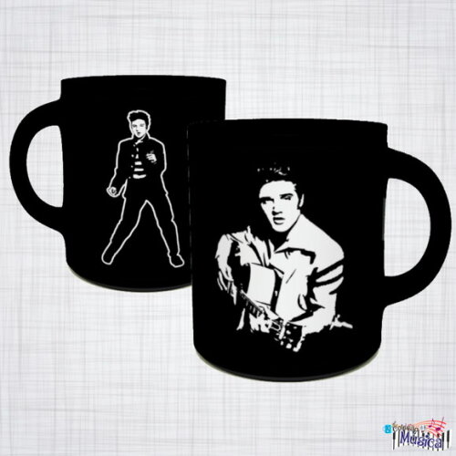 Caneca Porcelana Preta Elvis Presley