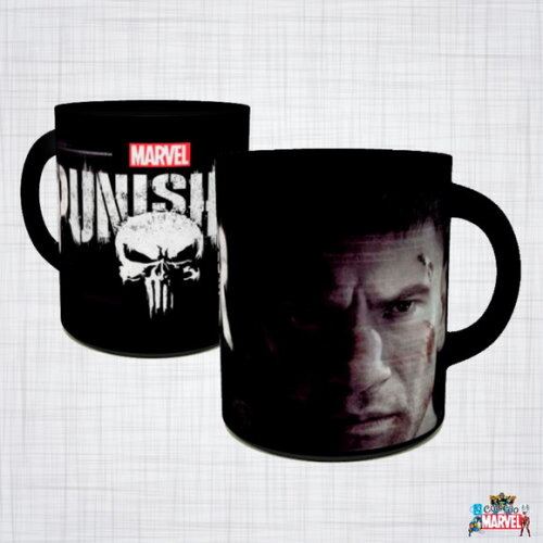 Caneca Porcelana Preta o justiceiro the punisher netflix