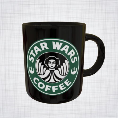 Caneca Porcelana preta Princesa Leia Star Wars Starbucks