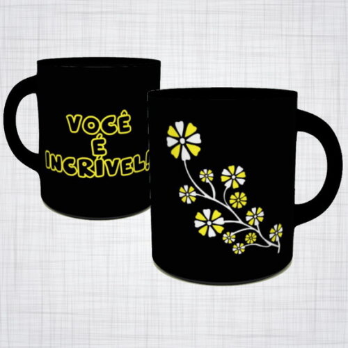 Caneca Porcelana preta vocé é incrível