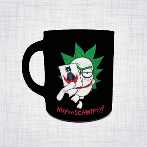 Caneca Porcelana preta Ricky and Morty Joker Coringa DC