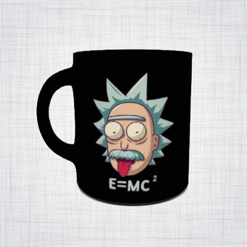 Caneca Porcelana preta Ricky and Morty Albert Einstein