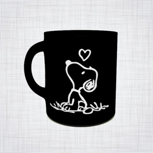 Caneca Porcelana Preta Snoopy