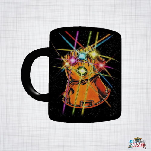 Caneca Porcelana Preta Thanos Manopla Do Infinito Marvel