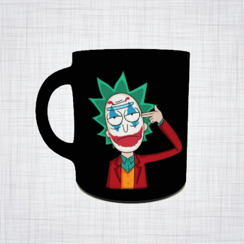 Caneca Porcelana preta Ricky and Morty Joker Coringa DC