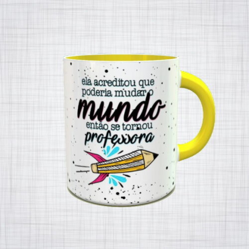 Caneca Porcelana professora que muda o mundo