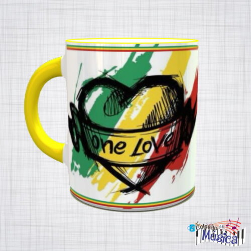 Caneca Porcelana Reggae One Love bob marley