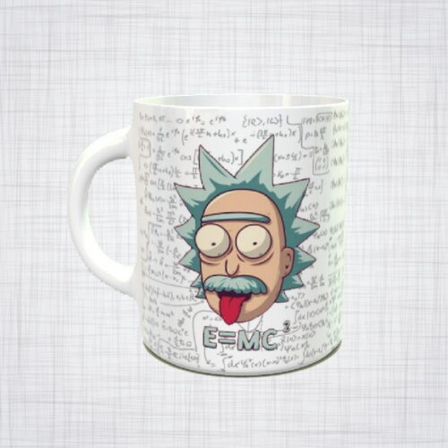 Caneca Porcelana Ricky and Morty Albert Einstein cálculos